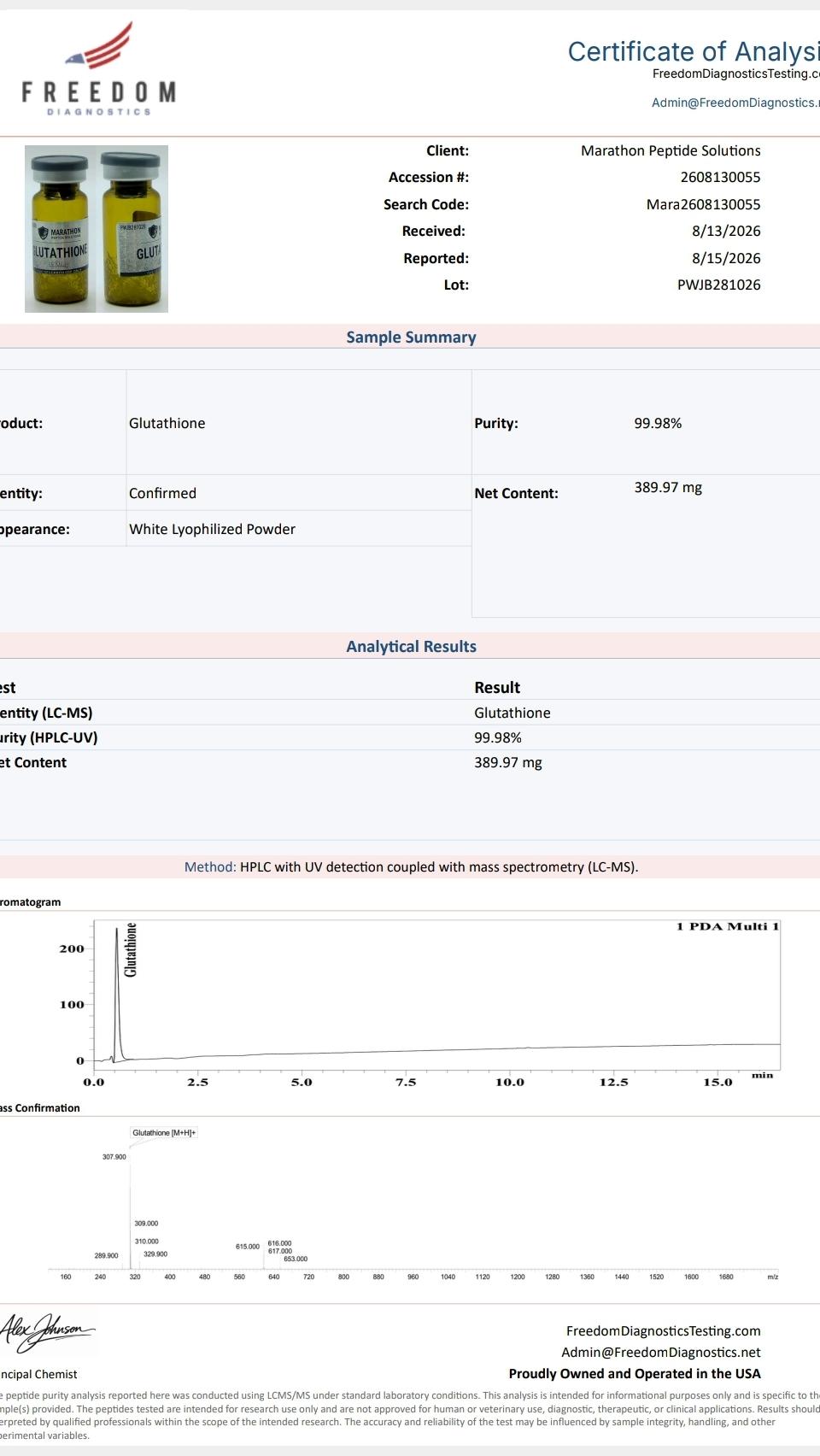 Glutathione research compound vial, photo 2 of 2
